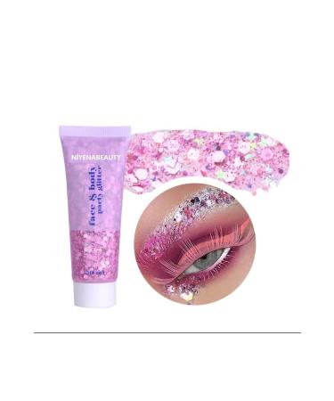N YENABEAUTY Gel Form Shiny Glitter Face Makeup & Body & Hair Pink Color 50 Ml