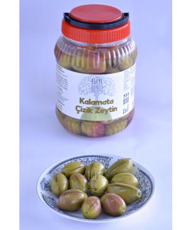 BACK TO THE AEGEAN Homemade Traditional Kalamata Large Green Scratched Olives Bonito - 1 Kg. (CONTAINS ONLY SALT AND WATER) - Buy Online on GoSupps.com
