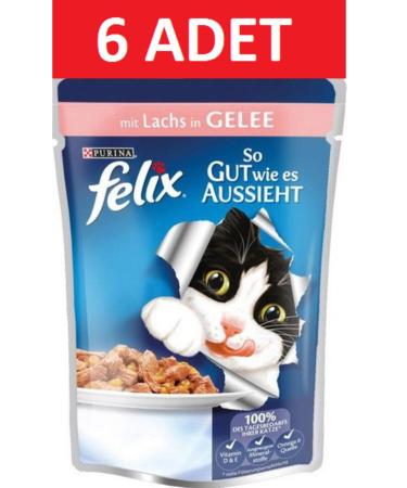 FELIX Purina Felix Salmon Fish Pouch Wet Cat Food 100 Gr X 6 Pieces Salmon