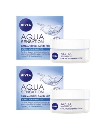 NIVEA Aqua Hydra Sensation Revitalizing Face Care Cream 50 Ml. 2 Pieces - Normal & Combination Skin