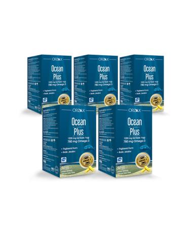 Ocean Lemon Flavored Ocean Plus Fish Oil 1200 mg 50 Capsules 5 Pieces