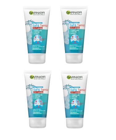 Garnier Pure & Clean 3 in 1 Anti-Oily and Anti-Imperfections Cleansing Gel 150 ml x 4 pieces