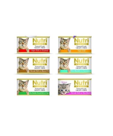 Nutri Feline 4 Types Mixed Grain-Free Gluten-Free Natural Cat Canned Food 6 Pieces 85 gr