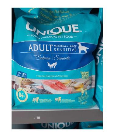 Unique Sensitive Dog Food Medium Large Salmon Fish 3 Kg