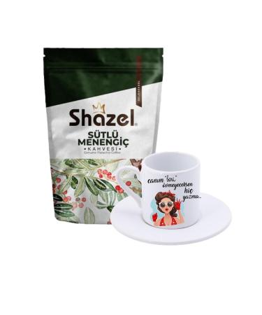 Shazel Milky Menengi Coffee 200 Gr. + Turkish Coffee Cup with the inscription "If You Won't Praise Me"