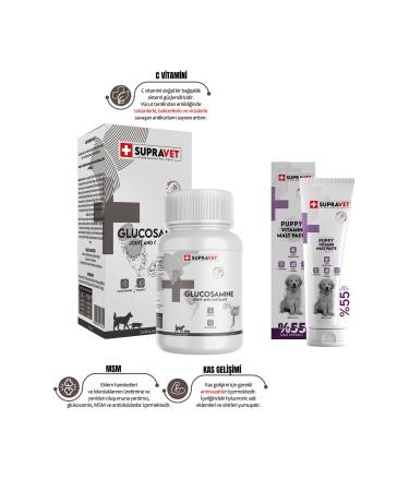 Supravet Joint and Muscle Health Strengthener Glucosamine Tablet + Puppy Malt Paste 30 Gr for Dogs