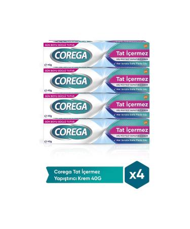 Corega Flavor-Free Denture Adhesive Cream 40 Gr X 4 Pieces + Denture Storage Box