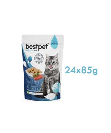 Bestpet Tuna and Anchovy Jelly Cat Wet Food 24 X 85 G