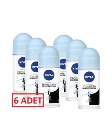 NIVEA Invisible For Black & White Pure 50 ml 6 Pieces Roll-on