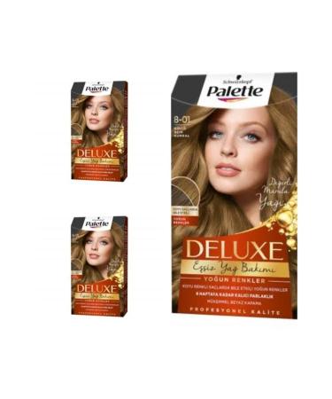 Palette Deluxe Hair Dye 8-01 Ash Light Blonde 3 Pieces