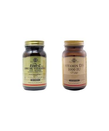 Solgar D3 1000 Iu 100 Capsules & Ester C 1000 Mg 60 Tb