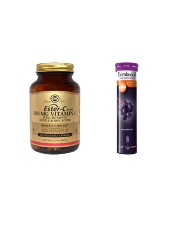 Solgar Ester C - Plus 500 Mg 100 Tablets + Sambucol 15 Effervescent