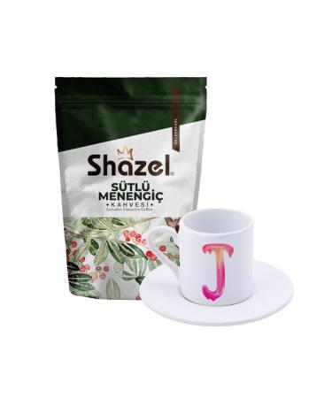 Shazel Milky Menengi Coffee 200 gr + Colorful Rainbow J Letter Turkish Coffee Cup