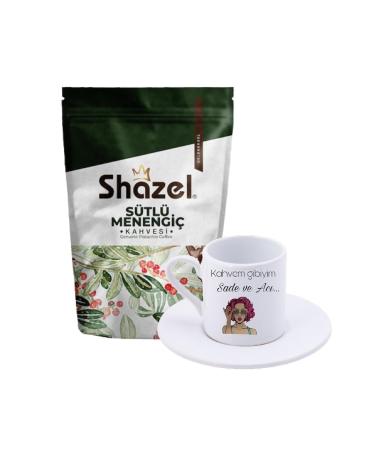 Shazel Milky Menengi Coffee 200 Gr. + Plain and Bitter Written Turkish Coffee Cup