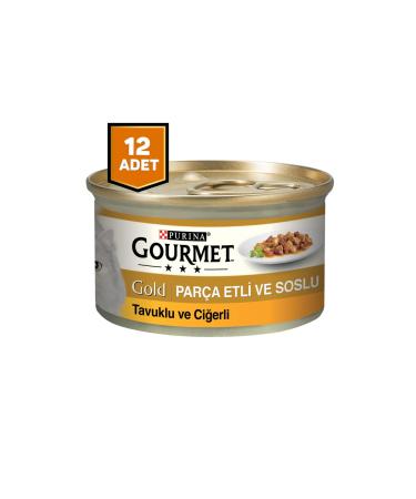 Gourmet Gold Piece Meat Chicken Liver Sauce Cat Canned Food 12 X 85 Gr.