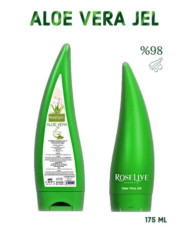 Roselive Aoe Vera Gel Daily Face and Body Care Gel - Natural Moisturizer / Brightener 175 Ml