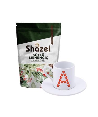 Shazel Milky Menengi Coffee 200 G. Heart-shaped A Letter Turkish Coffee Cup
