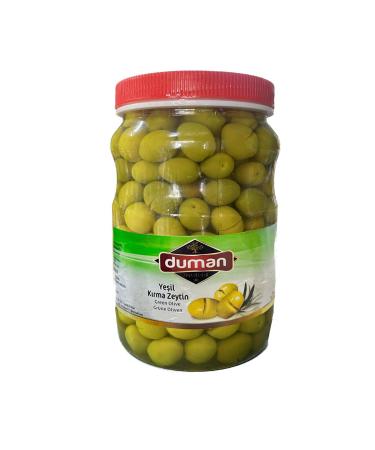 DUMAN GURME Duman Olive Traditional Hatay Stone Crushed Green Olives 1000 Gr