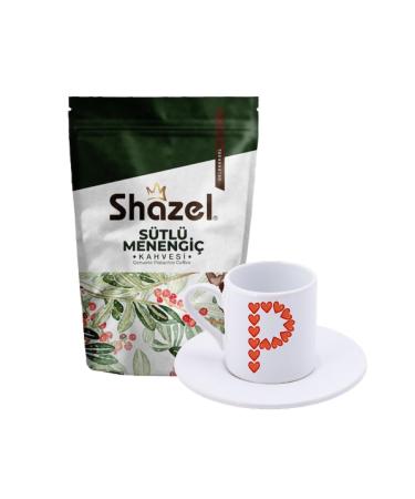 Shazel Milky Menengi Coffee 200 Gr. + Heart-shaped P Letter Turkish Coffee Cup
