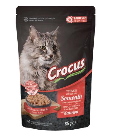 Crocus 6 Pieces Grain-Free Cat Salmon Pouch Jelly Wet Food 85 G