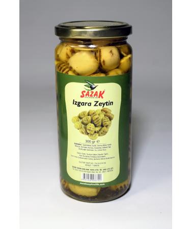 Sazak Olive Olive Oil Grilled Green Olive Glass 300 gr Grill Olive