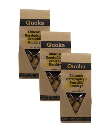 QUOKA Gluten-Free Sugar-Free Buckwheat Flour Ginger Cinnamon Turmeric Cookies 3 Packs X 80gr