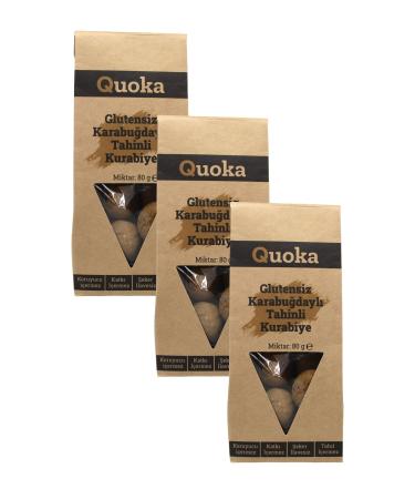 QUOKA Gluten-Free Sugar-Free Buckwheat Flour Vegan Tahini Cookies 3 Packs X 80gr
