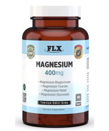 90 Tablets Magnesium Bisglycinate Malate Taurate Gluconate Magnesium Elements 400 mg
