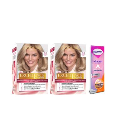 L'Oreal Paris Loreal Excellence Creme Paint 9-1 Ash Blonde 2 Pieces