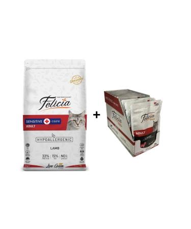 Felicia Lamb Adult Cat Food 2 Kg + 12 Pieces Lamb Wet Food 85 Gr