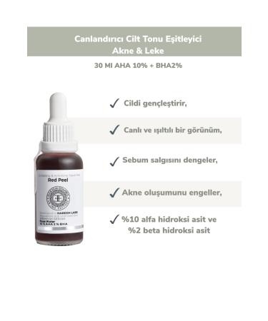 HAREEM Red Peeling - Revitalizing Skin Tone Renewing Acne & Blemish Serum - 30 ml Aha 10% Bha 2% - Buy Online on GoSupps.com