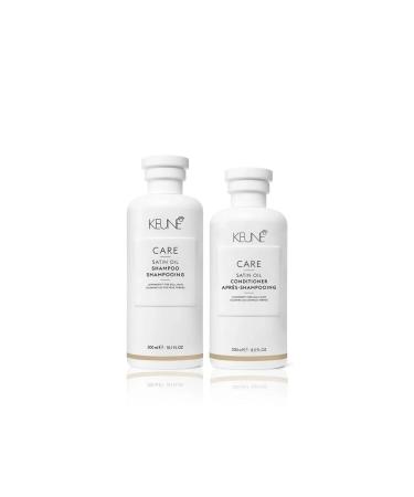 Keune Satin Oil Shampoo 300 Ml & Satin Oil Conditioner 250 Ml Special for Dry Lifeless Hair (Set of 2)