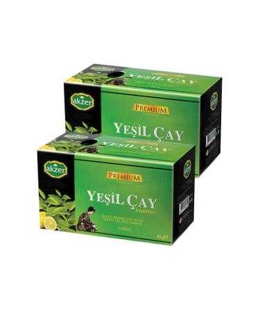 Akzer Green Tea (Lemon) (2 Pack) (20*2 Pack Filter Bags - 24*2 G)