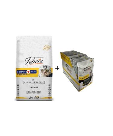 Felicia Chicken Sterilized Adult Cat Food 2 Kg + 12 Pieces Chicken Sterilized Wet Food