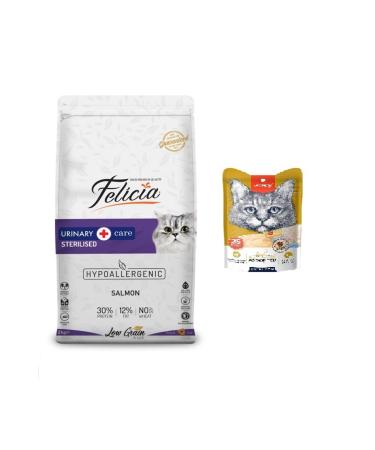 Felicia 2 Kg Salmon Neutered Cat Dry Food + Wanpy Mixed 8 Delicious Cream Cat Reward 25 * 14 Gr