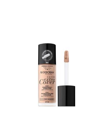 Deborah 24ore Extra Cover Spf20 High Coverage Permanent Liquid Foundation No: 02 Beige