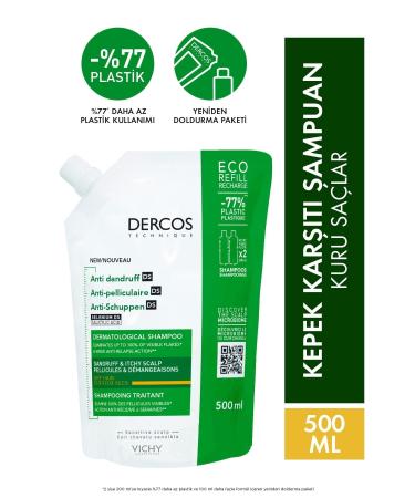 Vichy Dercos 100% Anti-Dandruff Shampoo for Dry Scalps 200ml.