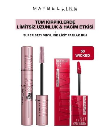 Maybelline New York Sky High Giant Unlimited Lashes Lasting All Day Shiny Lips 50 Wicked