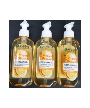 Garnier Vitamin C Bright Face Cleansing Gel 200 Ml*3 Pieces