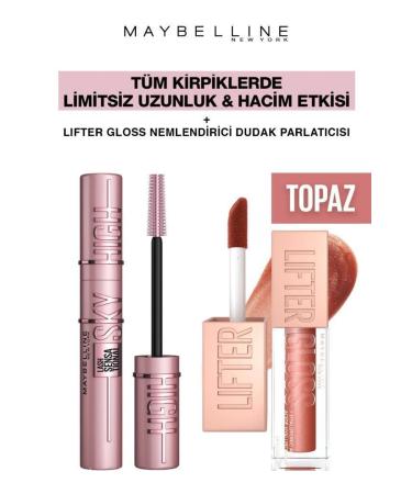 Maybelline New York Sky High Giant Unlimited Lashes-Shiny Full Lips Makeup Set 009 Topaz