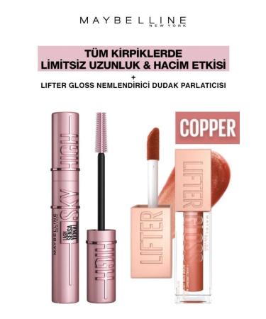 Maybelline New York Maybelline Sky High Giant Limitless Lashes-Shiny Full Lips Makeup Set 017