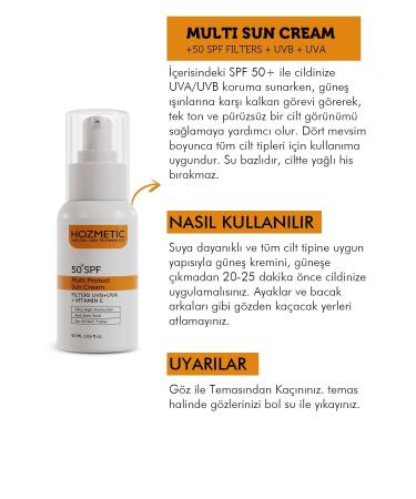 HOZMETIC Face Nourishing Spf 50 Face Sun Cream - Strong Protection Against Dark Spots for All Skin Types 50 ml - Buy Online on GoSupps.com