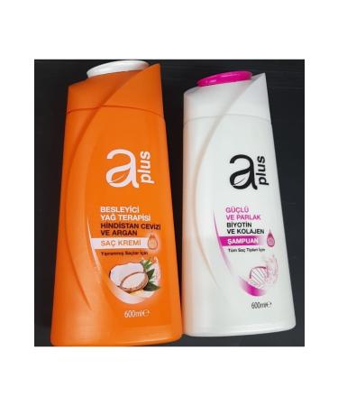A PLUS Shampoo Aplus 600 Ml For All Hair & Hair Conditioner 600 Ml Coconut And Argan