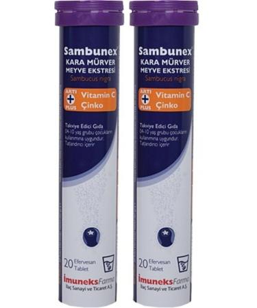 Imuneks Sambunex Black Elderberry Vitamin C and Zinc 20 Effervescent Tablets 2 Pieces