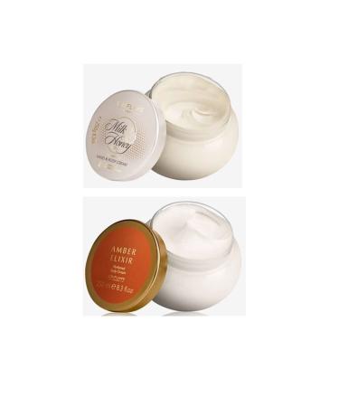 Oriflame Milk & Honey Gold Nourishing Hand & Body Cream and Amber Elixir Perfumed Body Cream Set of 2