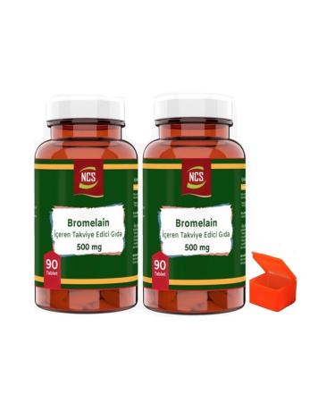 Ncs Bromelain 2 Boxes 500 Mg 180 Tablets + Pill Box