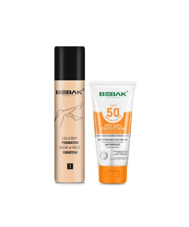 Bebak Leg Foundation Light Light Number 1 75 Ml + Moisturizing Sun Cream 50+ Spf High Protection 75 Ml