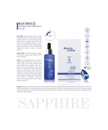 BeautyandMore Sapphire Blue Sirius Brightening & Anti-Spot Serum 30 Ml Alpha Arbutin 2% + Tranexamic A - Buy Online on GoSupps.com