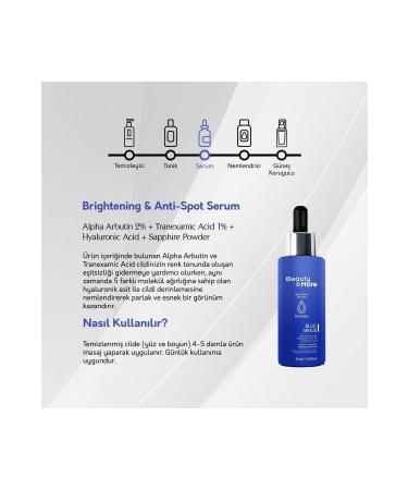 BeautyandMore Sapphire Blue Sirius Brightening & Anti-Spot Serum 30 Ml Alpha Arbutin 2% + Tranexamic A - Buy Online on GoSupps.com