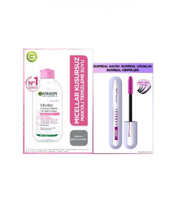 Garnier Maybelline New York Falsies Surreal Mascara & Micellar Flawless Makeup Remover Water 200ml Set of 2